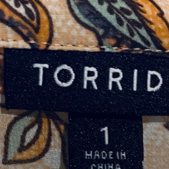 Torrid Top Womens 1X Orange Floral Chiffon Babydoll Sheer Hi Low Hem Boho - Picture 3 of 9
